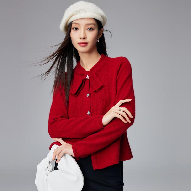 

PALUOPO Women s 100% Cashmere Tie-Waist Scarf Collar Sweater M 160/100