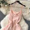 Socialite Sle Vacation Skirts Sexy Square Collar Slim fit Mid-Length Design Sense Frill Big Hemline Sling Dress Women
