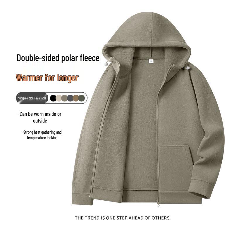 Men's 500G Polar Fleece Stand-Up Collar Jacket - Winter Cotton Outerwear, Plus Fleece & Thick for Warmth