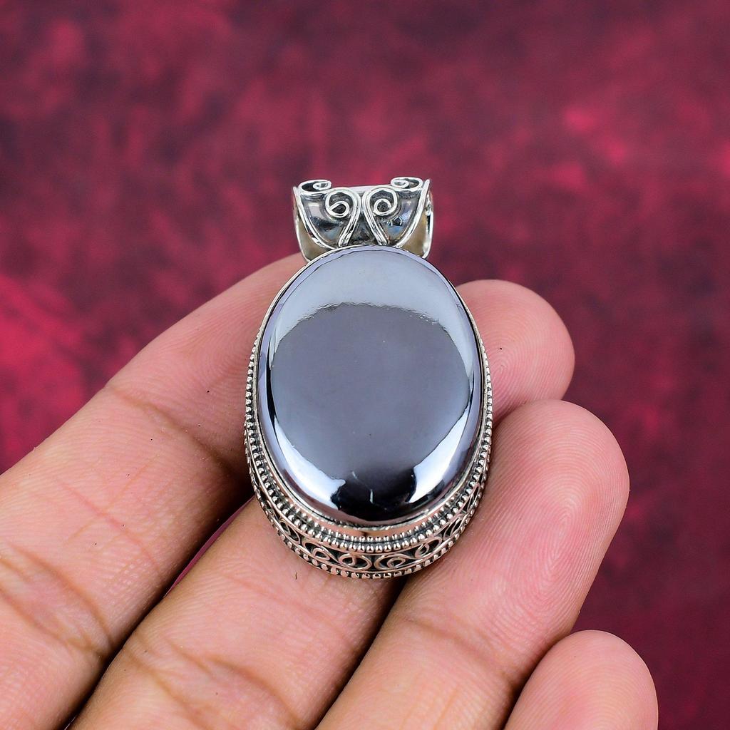Shungit Hänge, 925 Massivt Sterling Silver Ädelstenssmycken, Handgjort Hänge, För Thanksgiving
