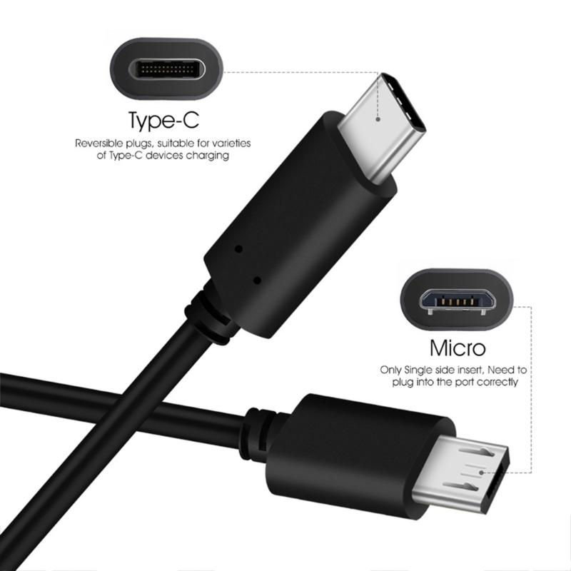 Durable PVC UsbC TypeC to Micro USB Data Cable for Galaxy-S7/-S6, HTC-One and More - 0.5m 1m 1.5m (Black )