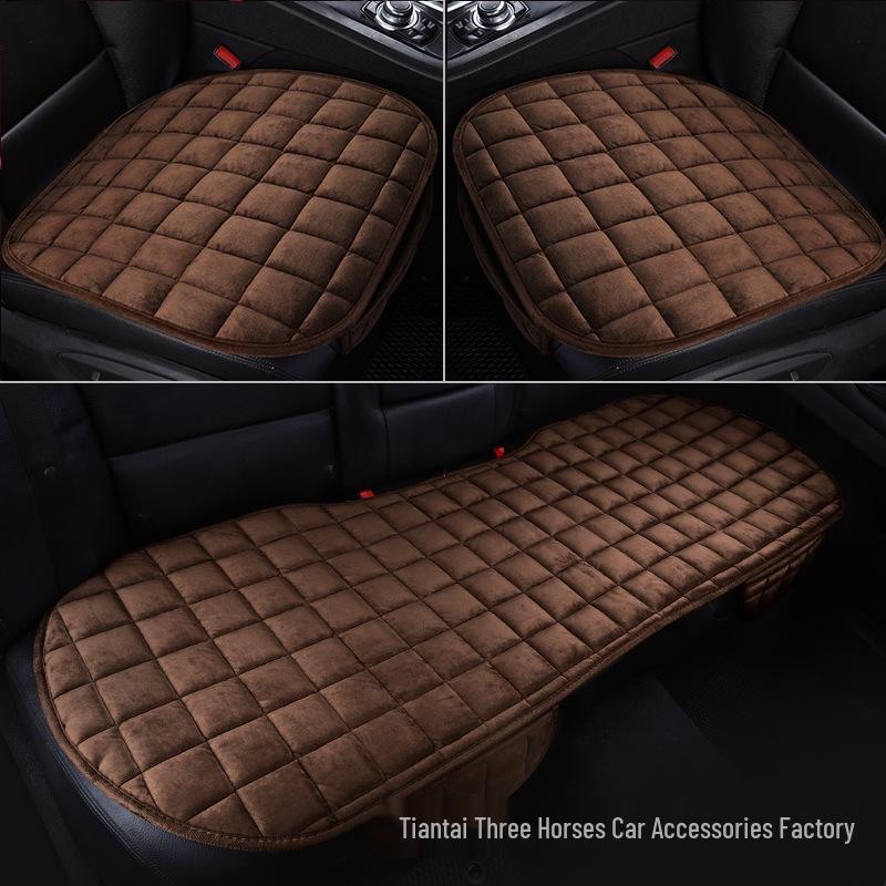 

Зимний клетчатый плюшевый нескользящий набор подушек на сиденье из 3 штук - Варианты полной и половинной обертки с дизайном без завязок Single Piece кофейный