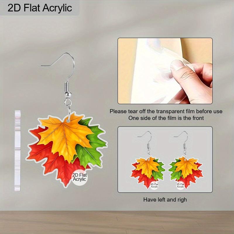 Cercei 2D Plați de Toamnă de Ziua Recunoștinței pentru Femei, Cercei Acrilici Frunză de Arțar, Modă, Rustic, Petrecere de Sărbători, Bijuterii de Toamnă, Cadouri