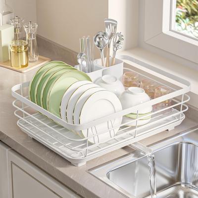 HASONA Dish Horizontal Dish Dish Drying Automatic Large Kitchen Water Dish Dish Chopstick Easy To Space White Drainer, Drainer, Rack, Drainage,