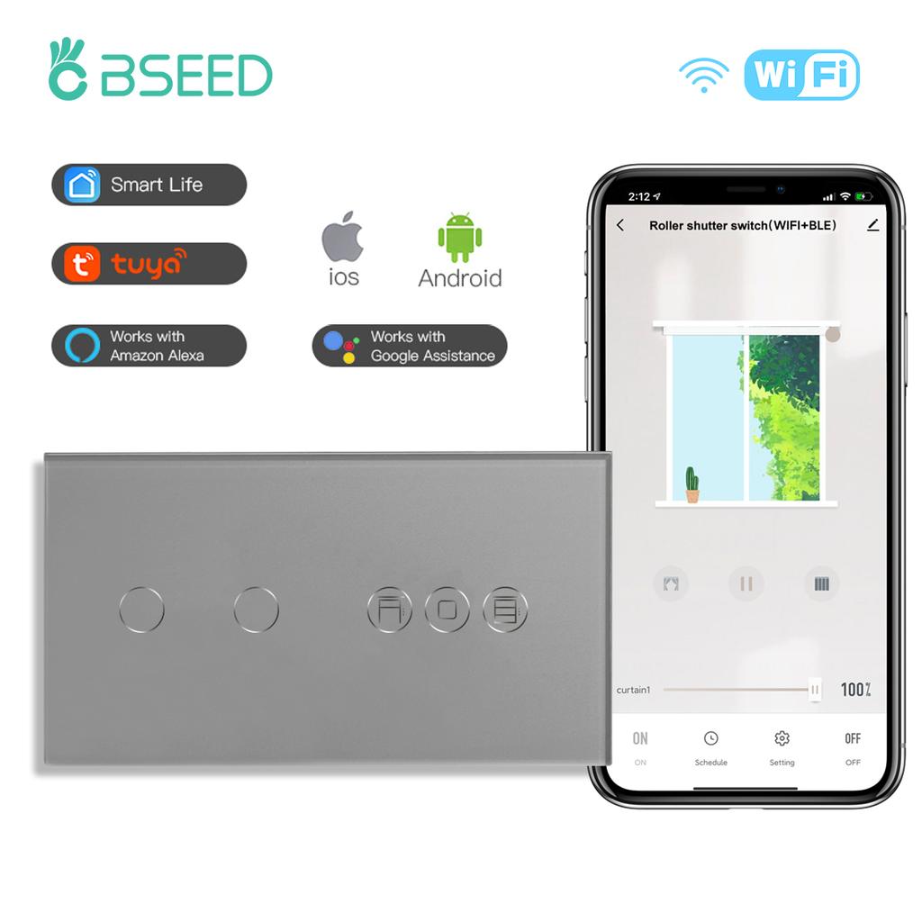 Bseed EU Wifi Smart Roller Shutter Switch 1/2/3 Gang APP Control Combination Smart Switch Support For Tuya Google Assistant  App