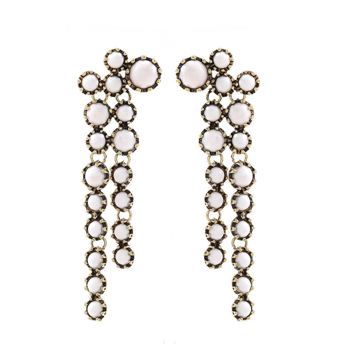 

Серьги-кисточки из разноцветных смоляных бусин в стиле ретро 2024 года для женщин белый