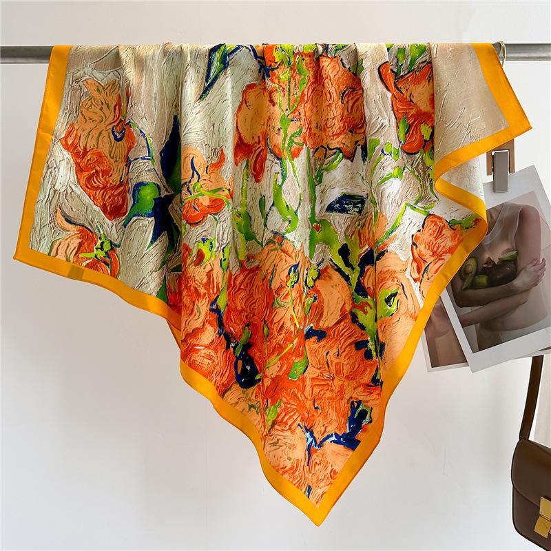 90cm Travel Sunscreen Versatile Large Square Scarf Shawl Headscarf Neck Protection Scarf Decoration For All Seasons