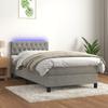 Vidaxl Łóżko Kontynentalne Z Materacem I Led, Szare 90X190 Cm, Aksamit