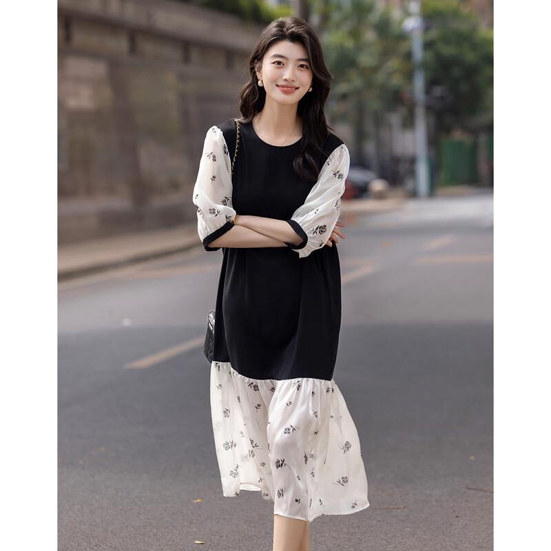 Elegant Ruffled Midi Print Dress
