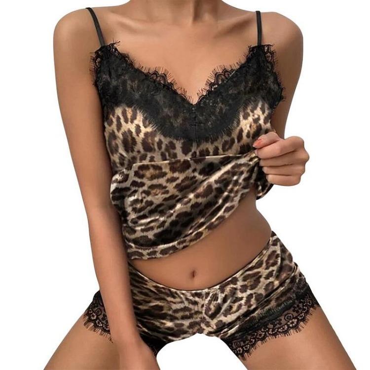 Women Sexy Polka Dot Printed Letter Sleepwear Set V Neck Sling Vest Shorts Casual Loungewear