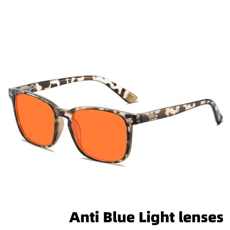 Fashion Square Frame Plain Glasses Orange & Red Lenses Anti Blue Light Glasses Gaming Protective Eyewear Night Driving Goggles