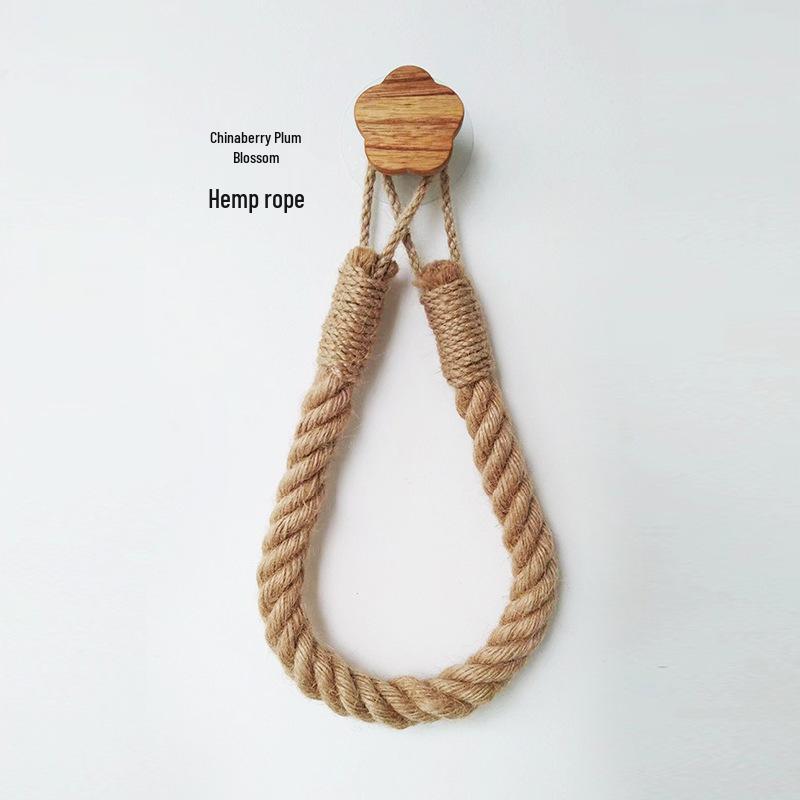 Hemp Rope & Wood Toilet Paper and Towel Holder