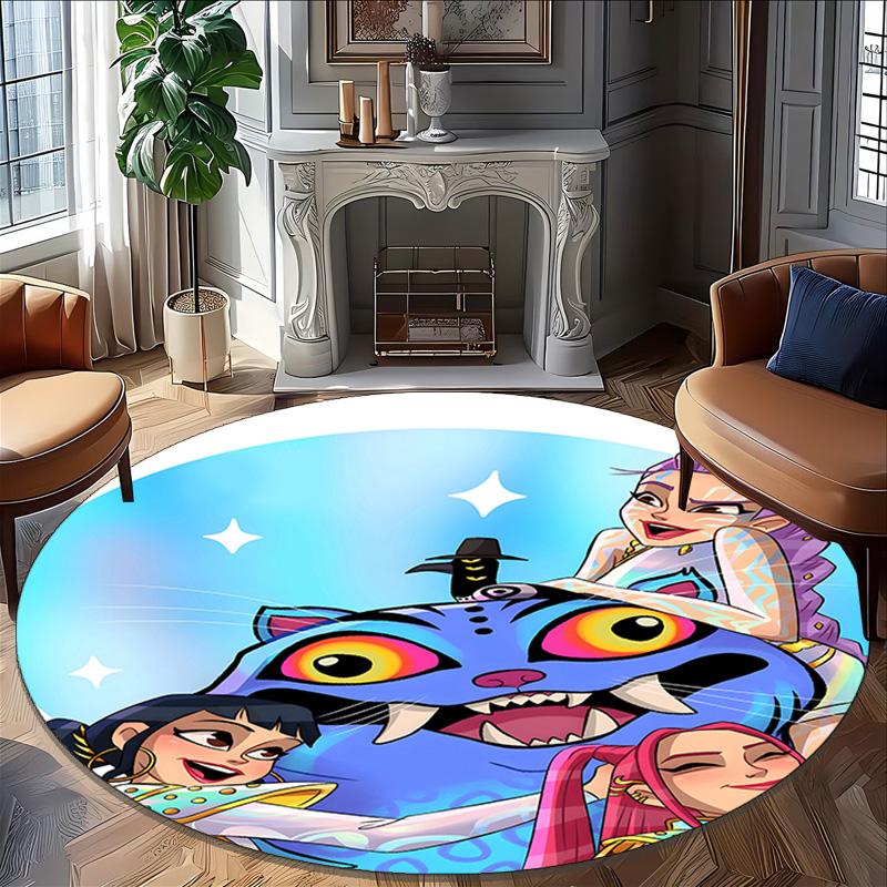1pc KPop Demon Hunters28 Print Round Carpet Chair Round Carpet Suitable for Bedroom Living Room Home Decorative Carpet