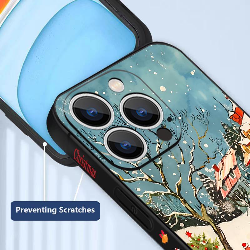Cute Santa Claus Pattern TPU Soft Silicone Case For iPhone 17 Pro Max 16E 16 15 14 13 Pro Max 12 Pro 11 Shockproof With Lanyard Phone Cover Fundas