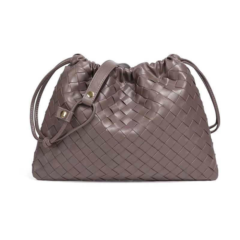 Lyckopåse, Enaxlad Damväska, Handvävd Väska, Rynkad Molnväska, Trendig och Retro Crossbody-väska