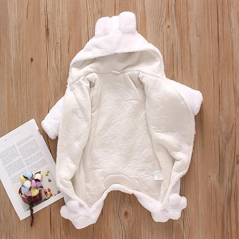 Autumn Winter Baby Plush Climbing Clothes Baby Warm and Thick Cartoon Dog Rabbit Cute Cotton