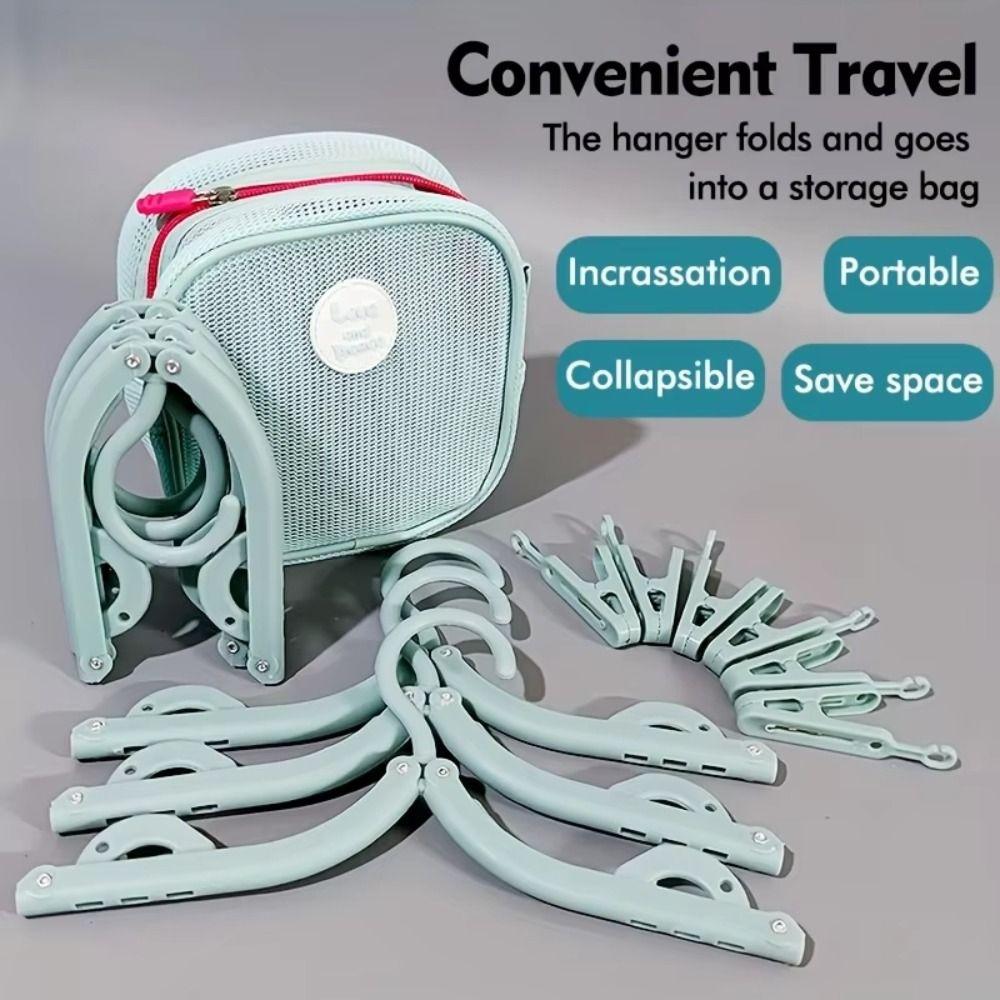 with Storage Bag Foldable Hanger Save Space Anti Slip Travel Drying Rack Load-Bearing Strong Ultra Light Clothes Rack
