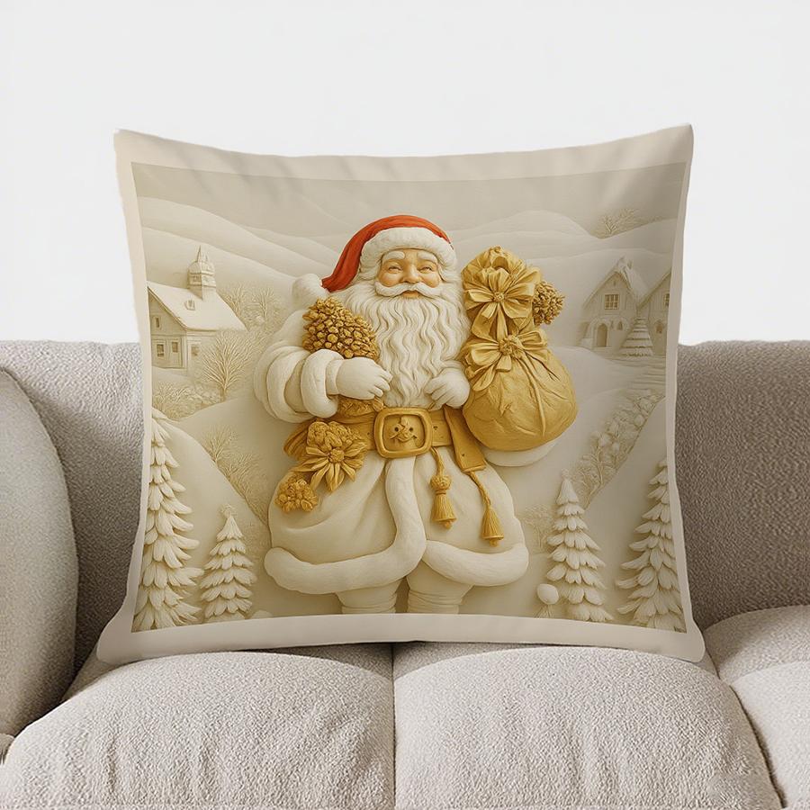 Home Decor Deer & Houses: Wintery Forest-Printed Pillow Pattern Cushion Cover Suitable For Sofa Bedroom Car Pillow Cover