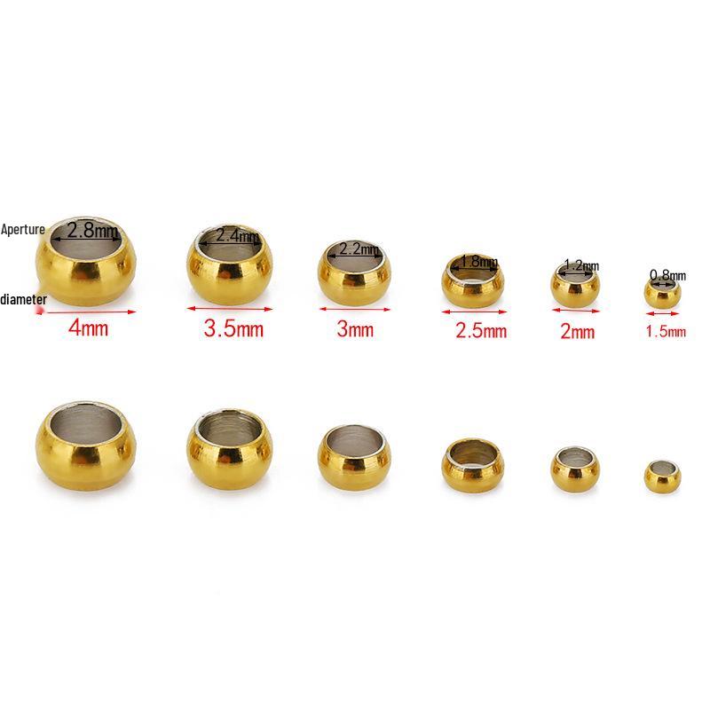 100 Edelstahl 18K Positionierungsperlen, Perlenketten-Clip, Flache Fixierperlen für DIY Perlenketten & Armbänder