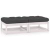 Garden Footstool with Cushions 2 pcs Solid Pine Wood