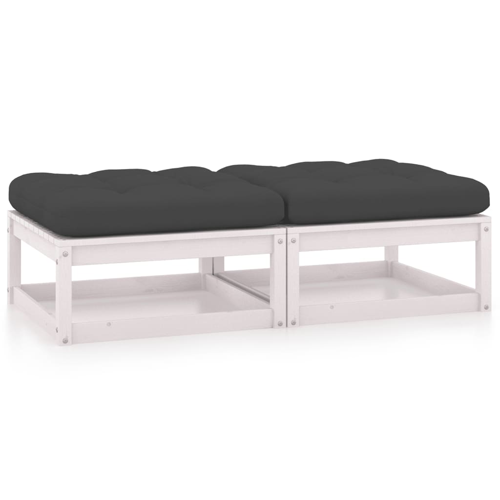 Garden Footstool with Cushions 2 pcs Solid Pine Wood