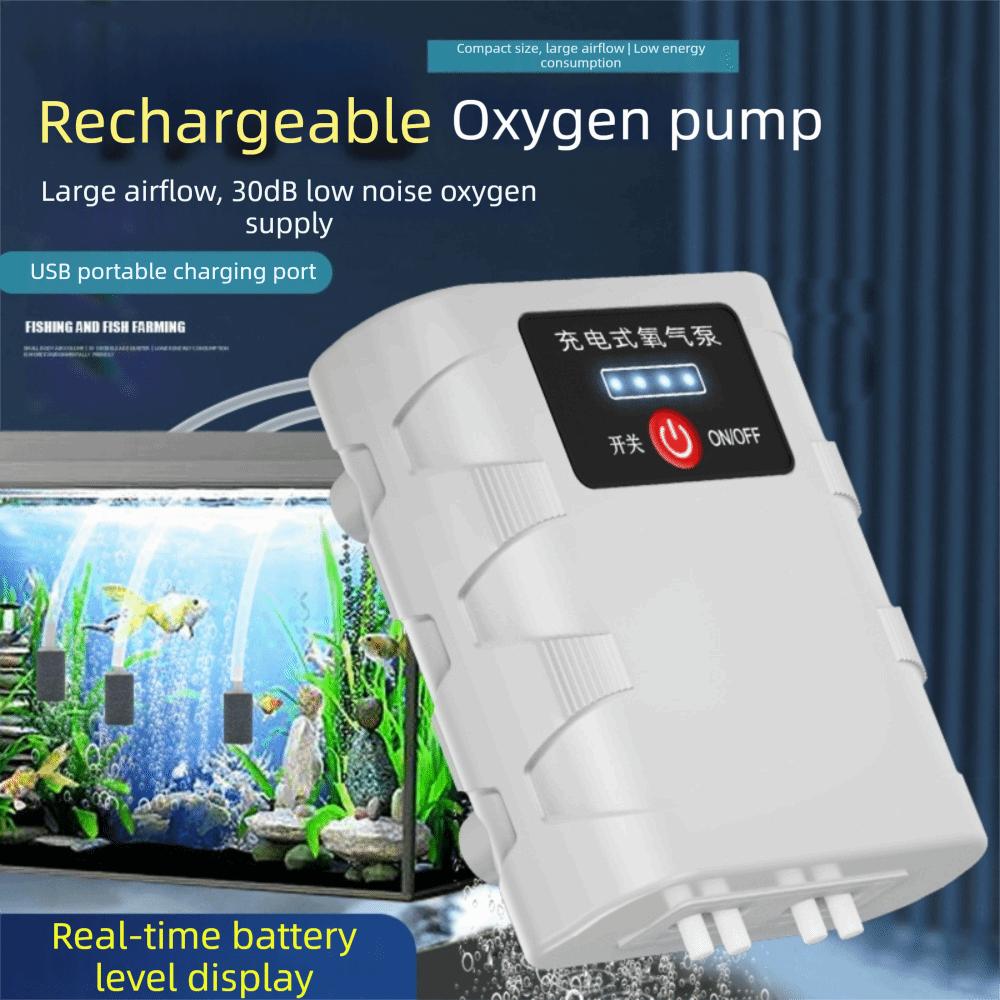 Ultra Quiet Aquarium Oxygen Pump USB Rechargeable Aquarium Aerator Small Oxygen Generator Travel