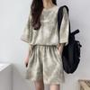 Women's Loose Fit Two Piece Tracksuit Short Sleeve T-Shirt High Waist Shorts Set