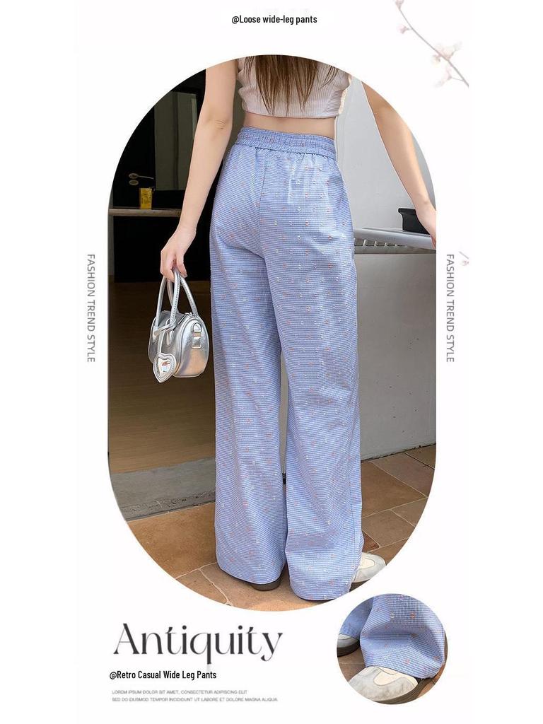 Colorful Polka Dot Women's Casual Wide-Leg High Waist Pants - Spring 2025 Dopamine Style