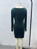 2025 Autumn/Winter Velvet Swing Collar Long Sleeve Party Dress for Women - Stylish and Elegant.