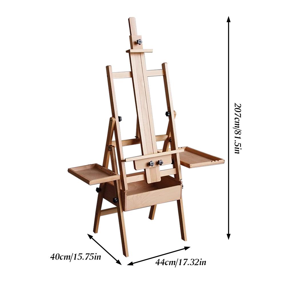 Beech Multifunctional Easel with Drawer Tray Foldable Adjustable Easel Drawing Board Easel for Children Sketch Oil Painting