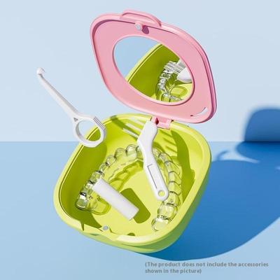 Retainer Case With Drain Basket Portable Mouth Guard Box Oral Cleaning False Teeth Denture Storage Box Teeth Aligner Braces Box