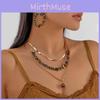 Geometric Alloy Crushed Stone Necklace Earrings Set For Women With Multilayer Design