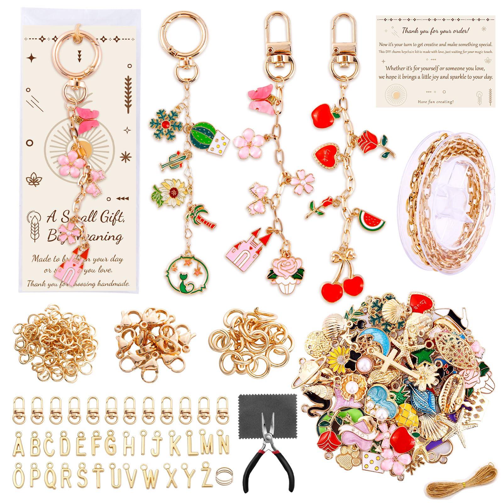 

1PACK/285PCS Lip Gloss Keychain Making Kit with Pendant Key Chain Clip Extension Chain DIY Glamour Jewelry Pliers 285 Pcs