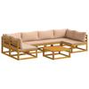 Sofa Set 7 Pieces Natural Solid Acacia Wood