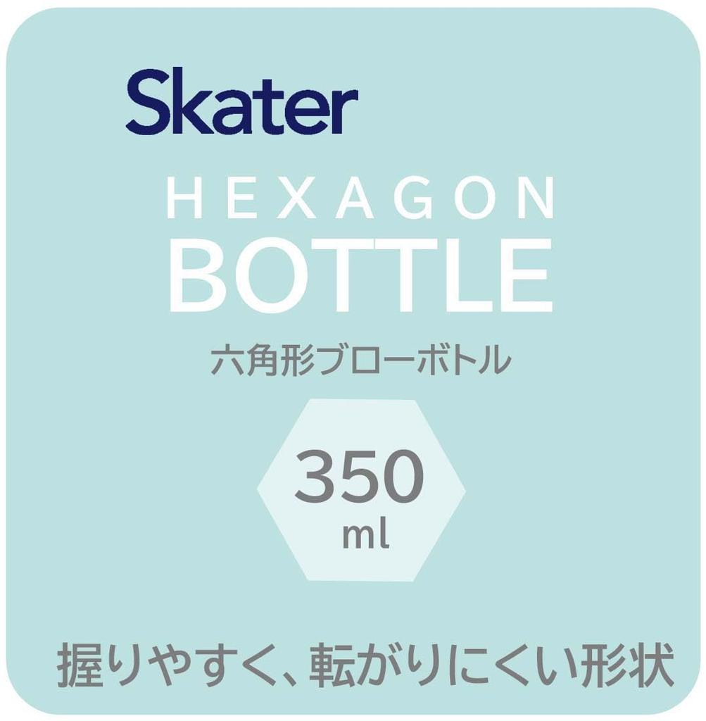 Skater Easy-to-Grip Hexagonal Plastic Water Bottle, 350ml, Blow-Drop Design, for Adults and Kids, Direct Drinking, Clear, Disney Winnie the Pooh