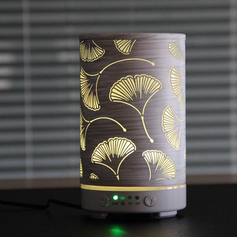 Desktop Decorative Light Ginkgo Leaf Atmosphere Night Light Timed Aroma Diffuser Ultrasonic Air Humidifier with Auto Shut-off