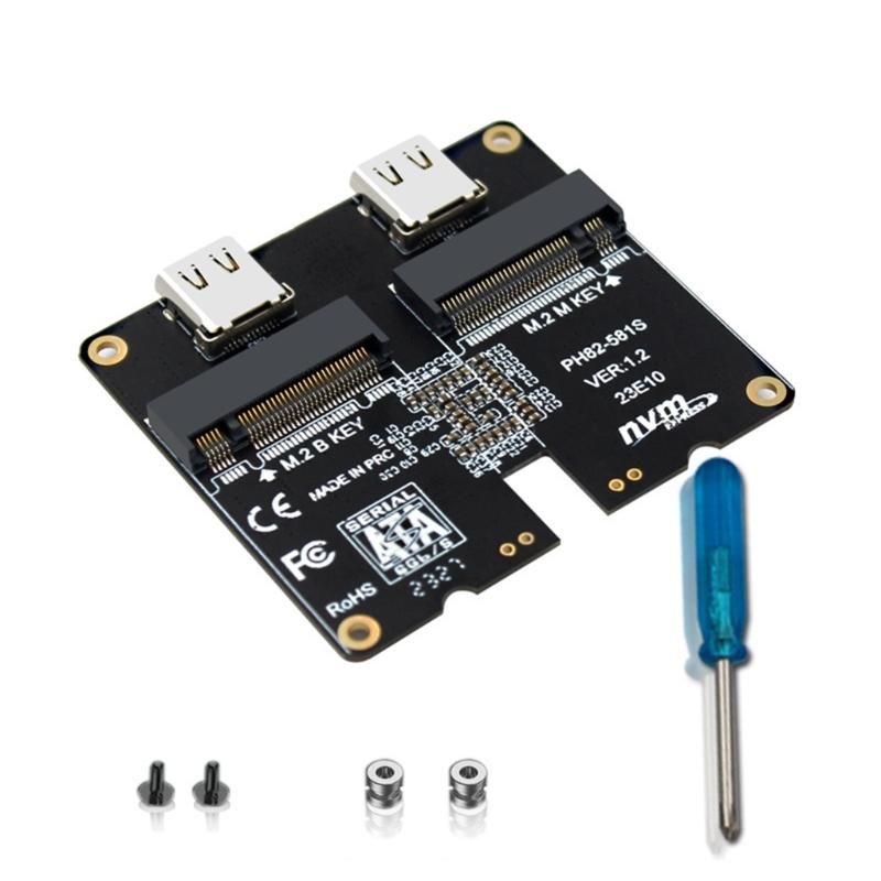 

DualProtocol NVMe/SATA USB3.1 Gen2 Adapter Card with JMS581 Chip 1000MB/s Transfer Speed 10Gbps DualBay Expansion