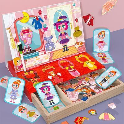 Baby Lern Magnetisches Anzieh-Tier Cartoon Ozean Collage Musik Holz Mehrfunktional Doppelseitig Zeichenbrett Puzzle Spielzeug