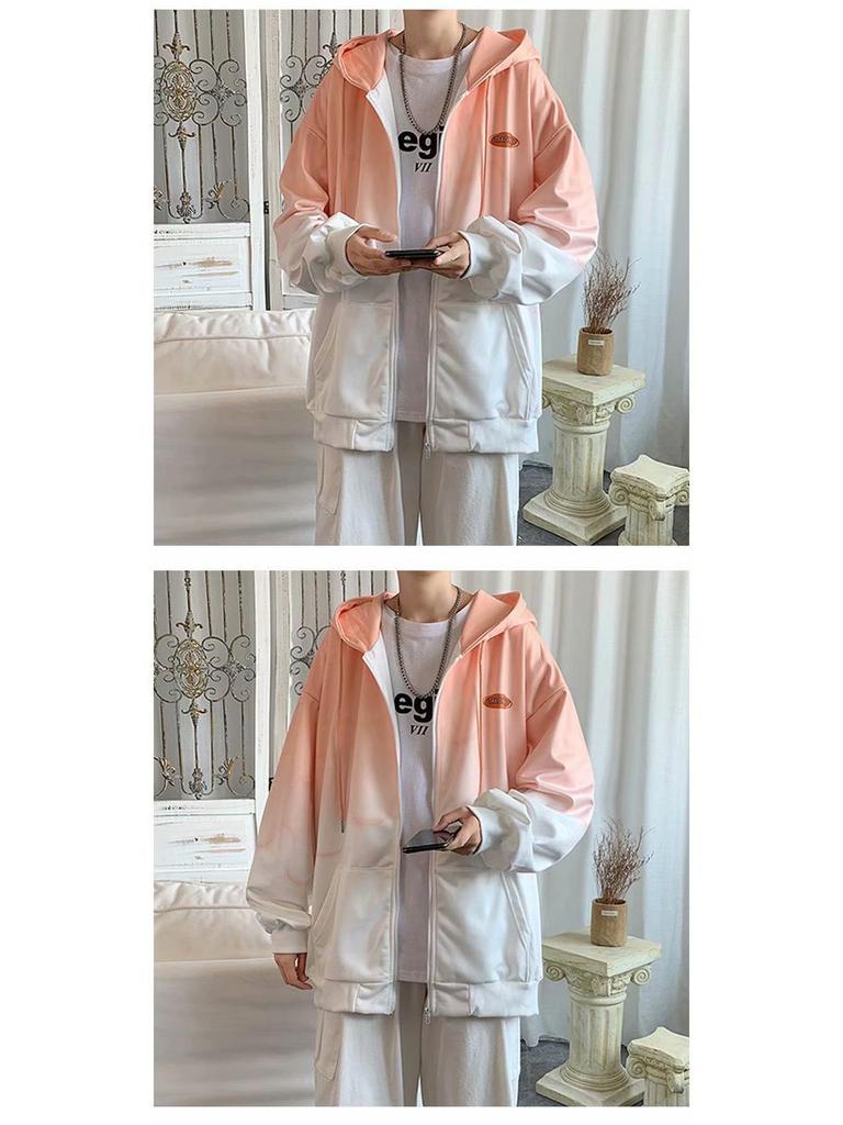 Gradient Women's Loose Hooded Korean Style Cardigan Jacket - Autumn Streetwear Fashion
