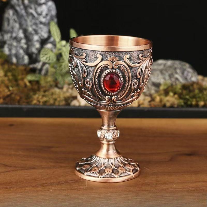 Europäischer Stil Hochwertiges Metall Kleines Weinglas, Ein Schluck 30ml Weißweinglas, Kreatives Haushalt Retro Glas Weißweinglas Metall Kleines Weinglas