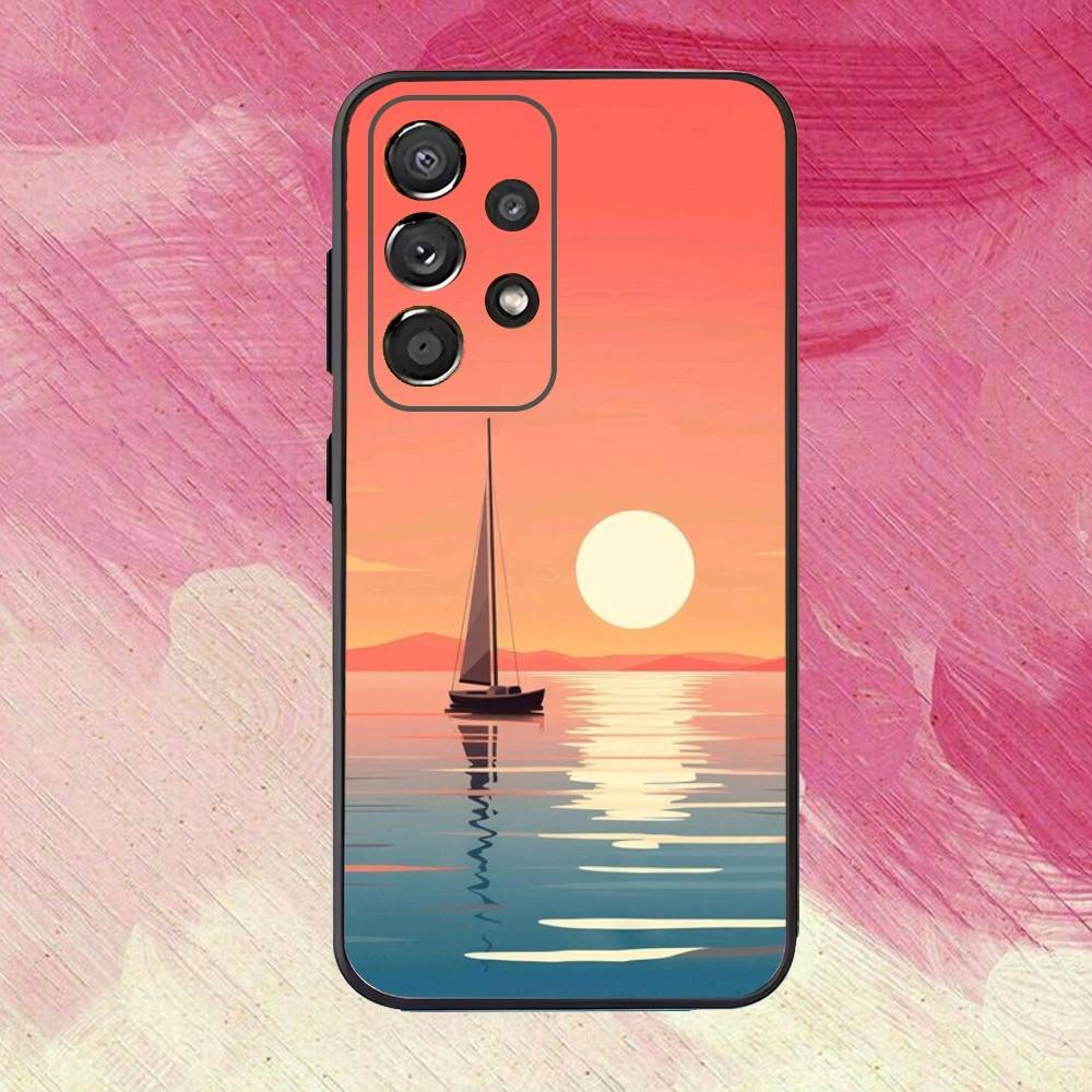 Segelboot S-Schiff Handyhülle Für Samsung S25,S24,S21,S22,S23,S30,Ultra,S20,Plus,Fe,Lite,Note,10,9,5G Schwarzes Cover