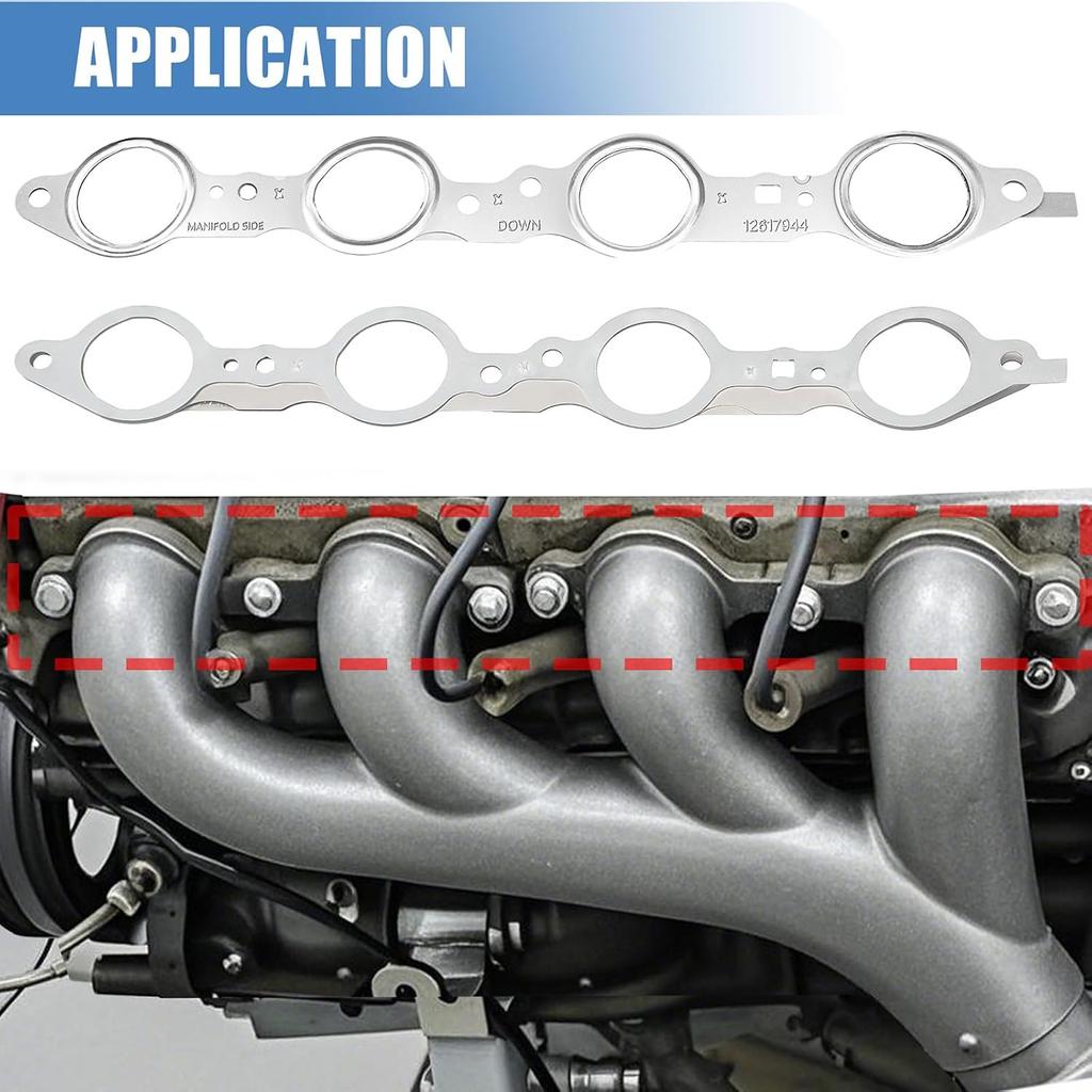 Sorello 2 PCS MLS Exhaust Header Manifold Gasket With Bolts Compatible With Cadillac CTS Escalade For Chevy Camaro Silverado GMC Pontiac For LS