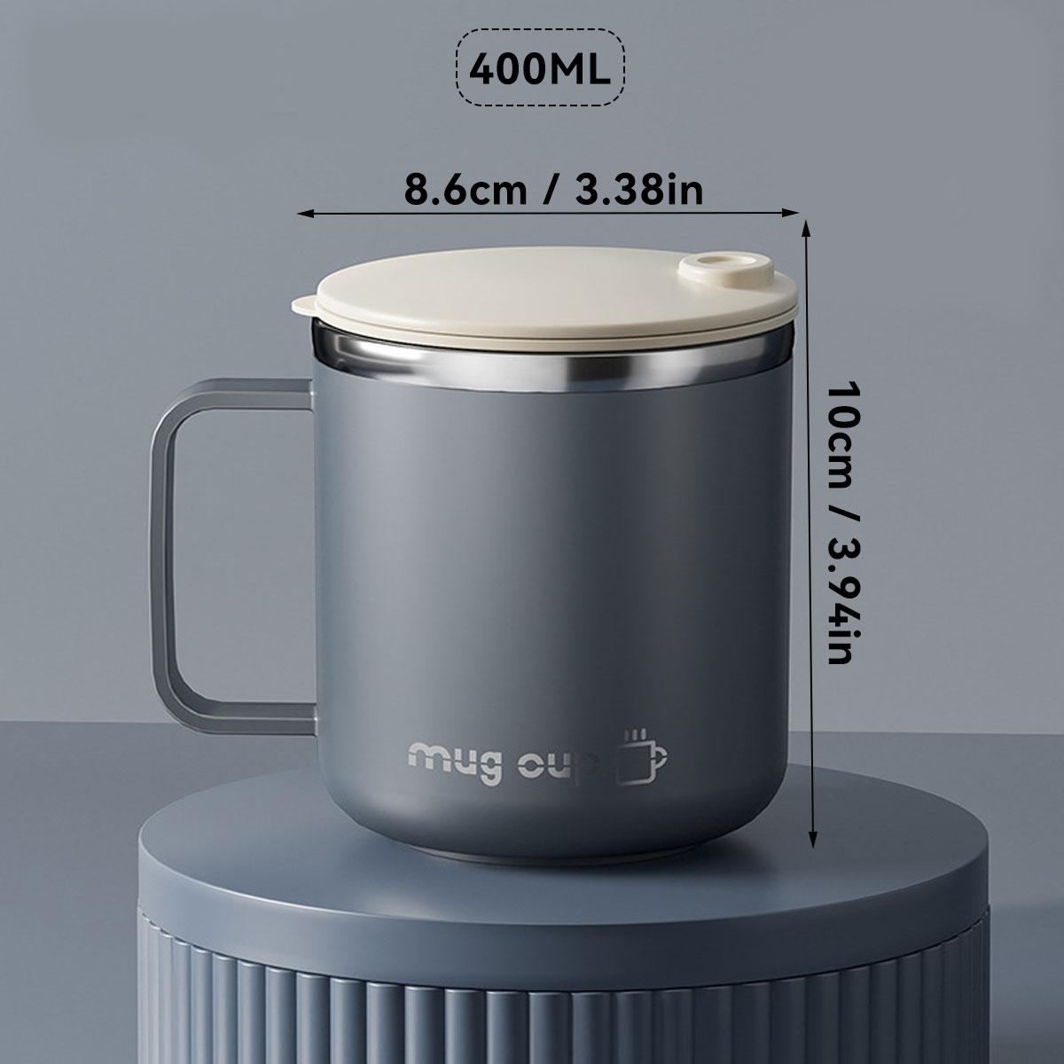

400ML Insulated Coffee Mug With Sliding Lid 304 Stainless Steel Double Wall Water Cup Sealed Milk Coffee Cup Student Drinkware 301-400ml серый
