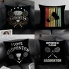 Badminton Sport Cushion Cover Natural Linen Organic Fabric DoubleSided Printing Sofa Home Decor Breathable Environmentally