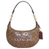 Payton 22 Carriage Pattern Coated Canvas And Smooth Leather Dumpling Bag Women Handbags Brown Black Cherry CX608-IMXGY