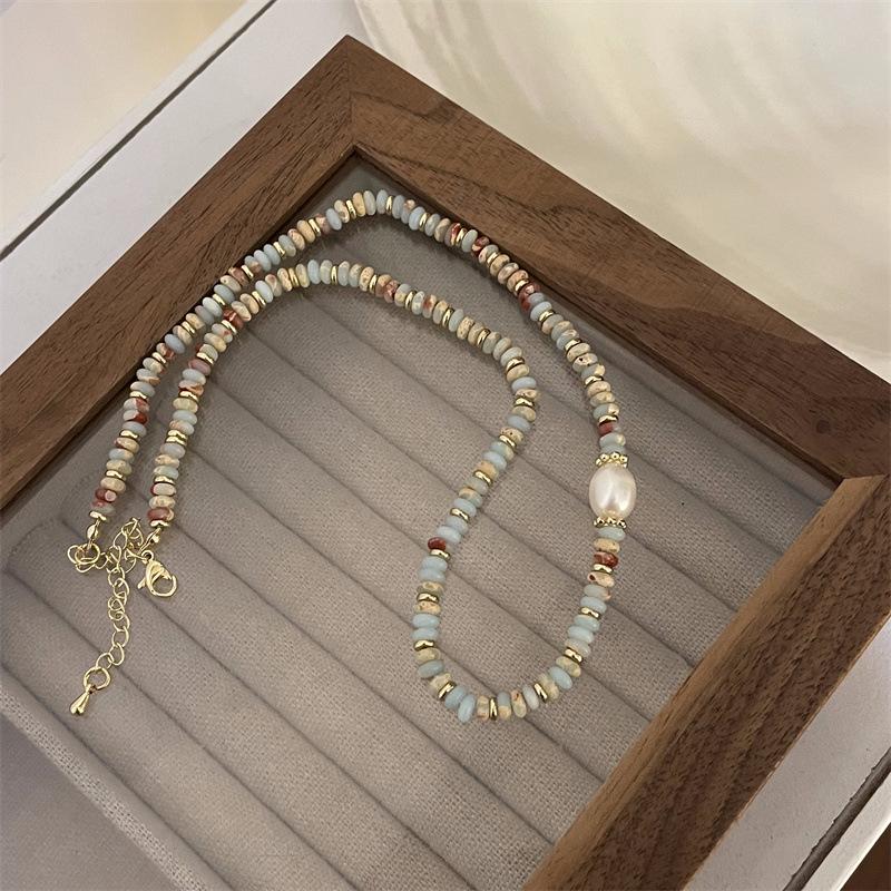 2026 Luxury Raw Stone & Pearl Beaded Dopamine Necklace for Women
