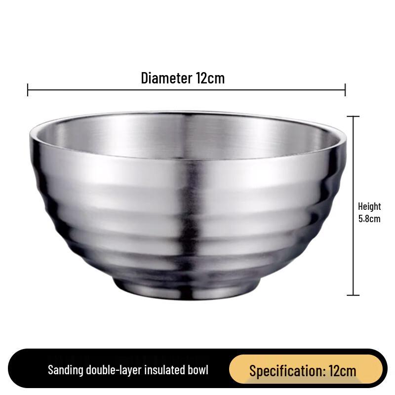 KORDCO 304 Stainless Steel Double-Wall Insulated Rice Bowl