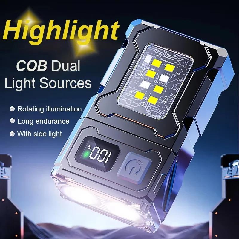 Mini Přenosná LED COB Svítilna Nastavitelná Otočná Magnetická Svítilna USB Dobíjecí Venkovní Svítilna Kempingová Nouzová Lucerna