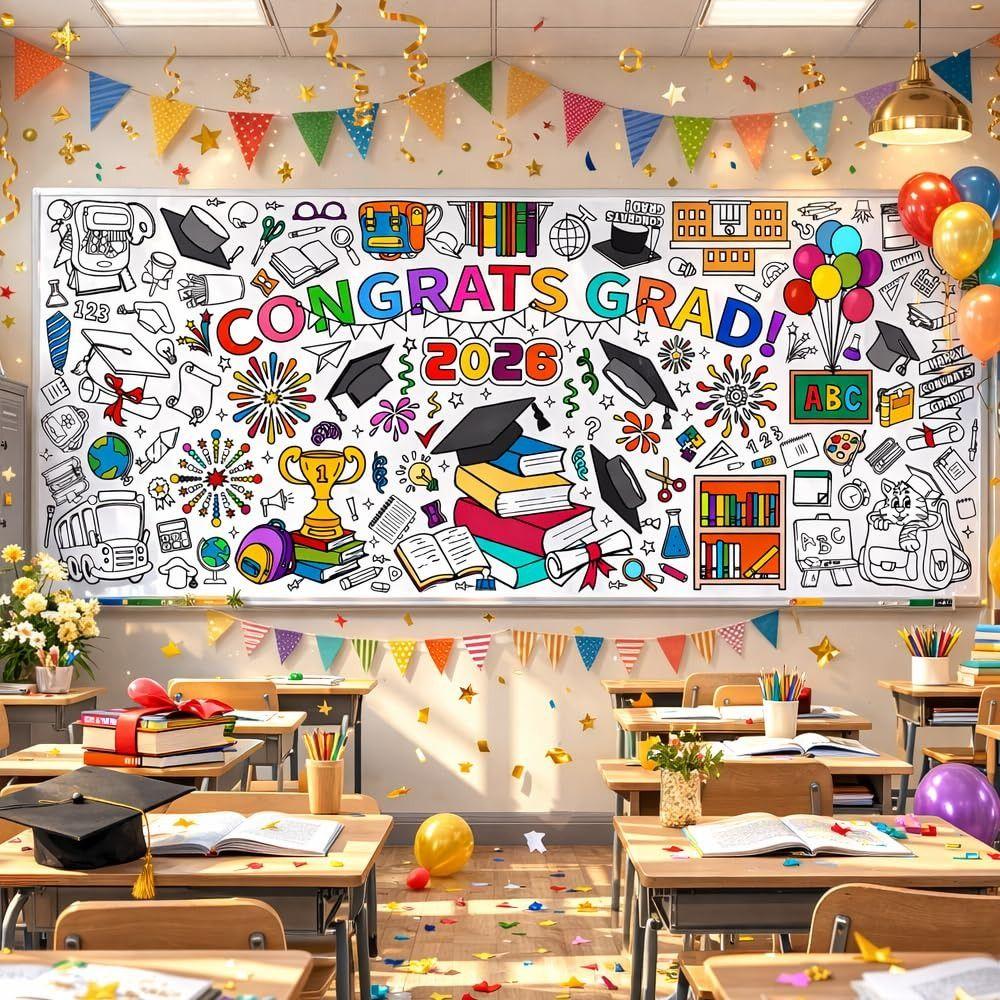 DIY maturitní omalovánka Obří plocha pro kreslení Omalovánka banner Umělecká řemeslná potřeba Dárek Omalovánka ubrus