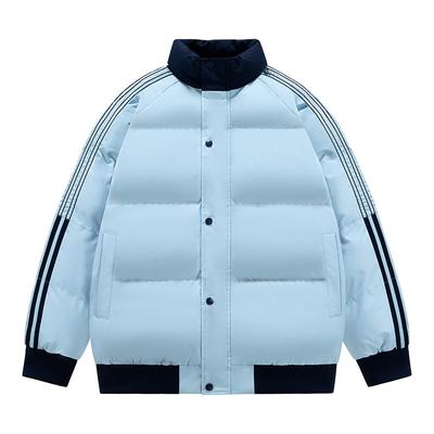 Winter New Three Bars Contrast Color Cotton-padded Jacket Men and Women with Thick Warm Standing Collar Cotton-padded Jacket